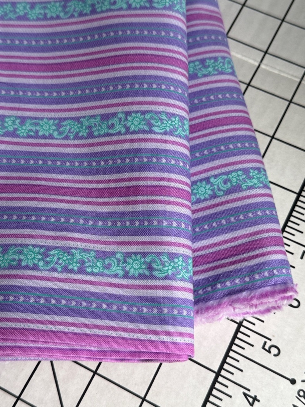 3 Yards Cotton Fabric Cranston Print Works Purple Pink Floral Stripe Quilting